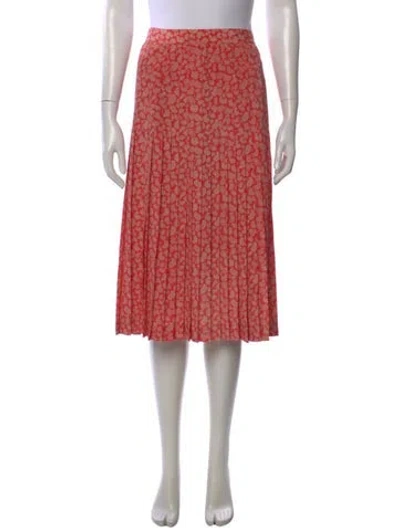 Pre-owned Valentino Silk Midi Length Skirt In Orange