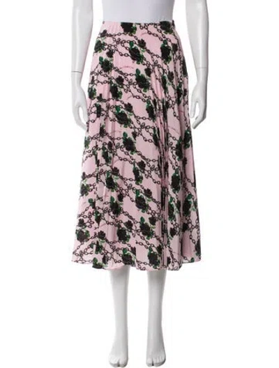 Pre-owned Valentino Silk Midi Length Skirt In Pink