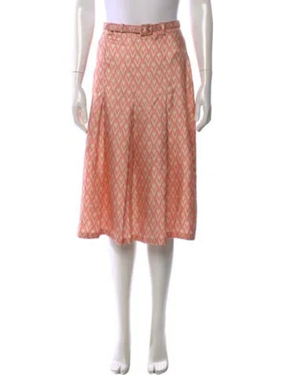 Pre-owned Valentino Silk Midi Length Skirt In Pink