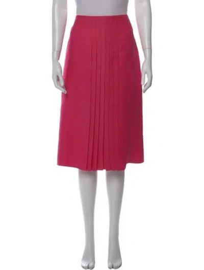 Pre-owned Valentino Silk Midi Length Skirt In Pink