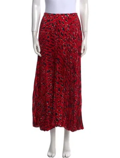 Pre-owned Valentino Silk Midi Length Skirt In Red