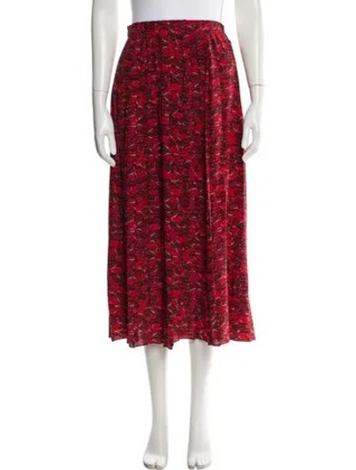 Pre-owned Valentino Silk Midi Length Skirt In Red