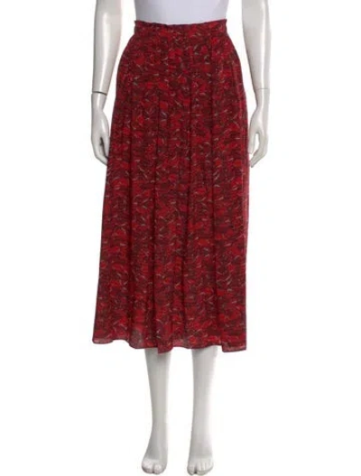 Pre-owned Valentino Silk Midi Length Skirt In Red