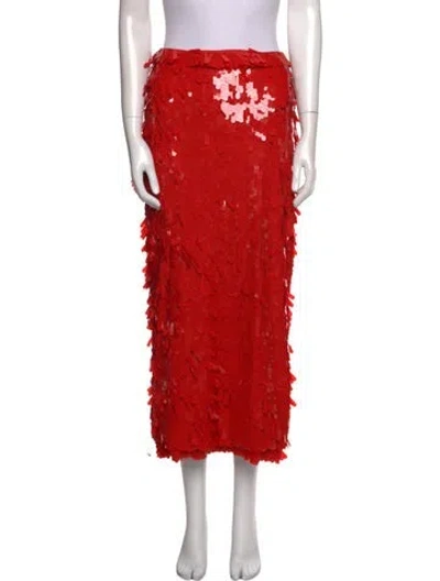 Pre-owned Valentino Silk Midi Length Skirt W/ Tags In Orange