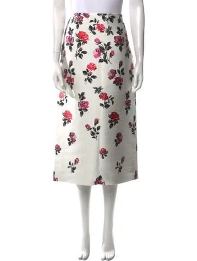 Pre-owned Valentino Silk Midi Length Skirt W/ Tags In White