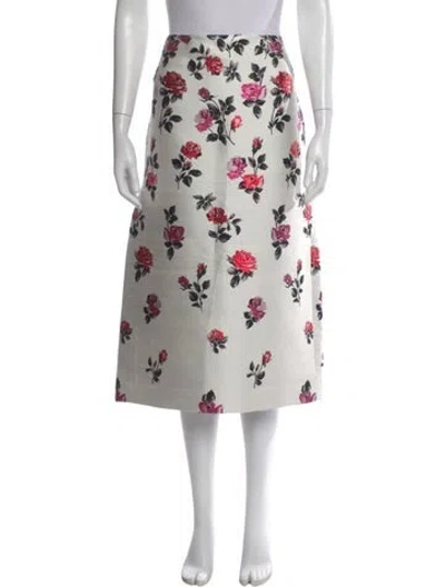 Pre-owned Valentino Silk Midi Length Skirt In White