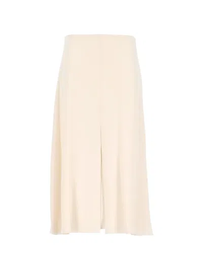 Valentino Silk Midi Skirt In Neutral