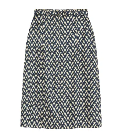 Valentino Toute La V Midi Skirt In Blue