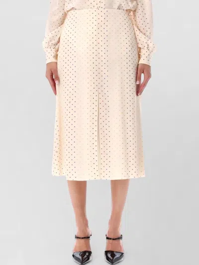 Valentino Silk Midi Skirt High Waist Star Print In Neutral