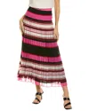 Valentino Pleated Striped Silk-georgette Midi Skirt In Pink