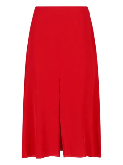 Valentino Silk Midi Skirt In Red