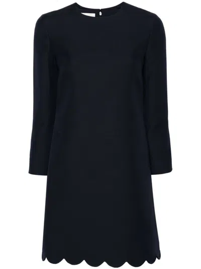 Valentino Virgin Wool-blend Shift Minidress In Black