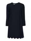 Valentino Virgin Wool-blend Shift Minidress In Azul