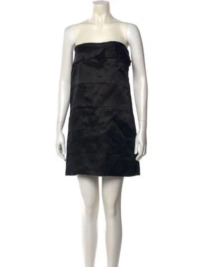 Pre-owned Valentino Silk Mini Dress In Black