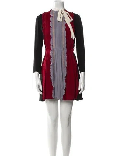 Pre-owned Valentino Silk Mini Dress In Black