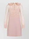 Valentino Peter Pan Collared Ruffle Bib Mini Dress In Pink