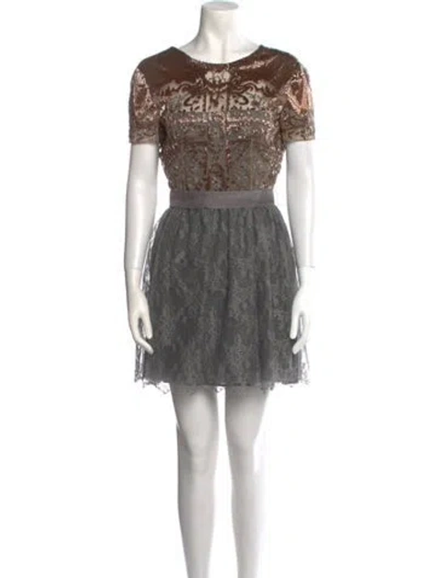 Pre-owned Valentino Silk Mini Dress In Gray