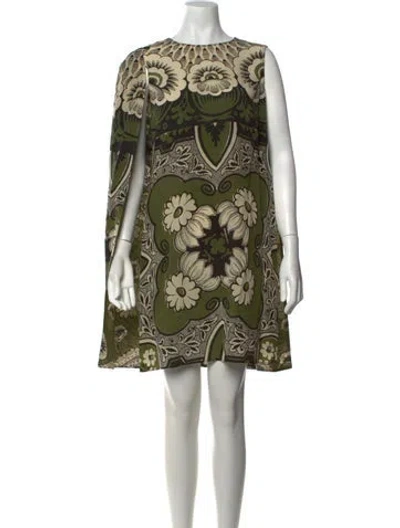 Pre-owned Valentino Silk Mini Dress In Green