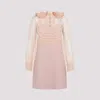 Valentino Peter Pan Collared Ruffle Bib Mini Dress In Lz Rose Mist
