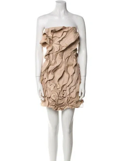 Pre-owned Valentino Silk Mini Dress In Neutral