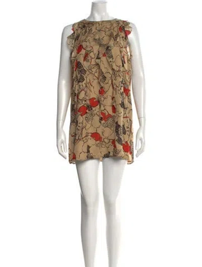 Pre-owned Valentino Silk Mini Dress In Neutral