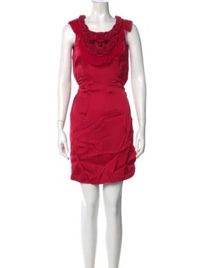 Pre-owned Valentino Silk Mini Dress In Red