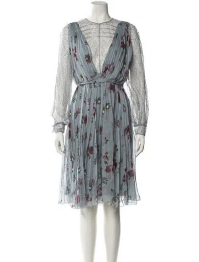 Pre-owned Valentino Silk Mini Dress W/ Tags In Blue