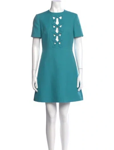 Pre-owned Valentino Silk Mini Dress W/ Tags In Blue