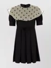 Valentino Silk Mini Dress With Pleated Skirt And Polka Dot Collar