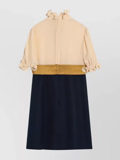 Valentino Silk Mini Dress With Ruffles And Bow In Blue
