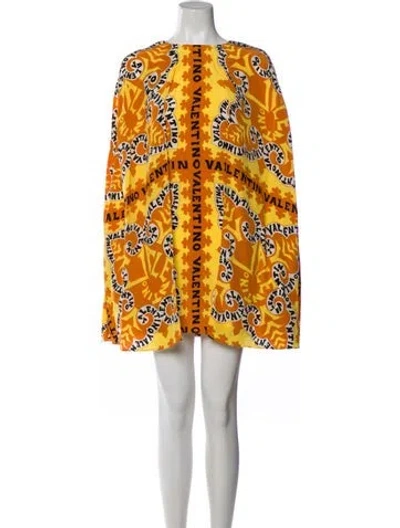 Pre-owned Valentino Silk Mini Dress In Yellow