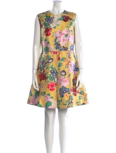 Pre-owned Valentino Silk Mini Dress In Yellow