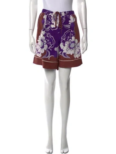 Pre-owned Valentino Silk Mini Shorts In Neutrals/purple