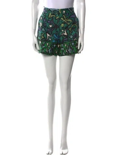 Pre-owned Valentino Silk Mini Shorts W/ Tags In Green