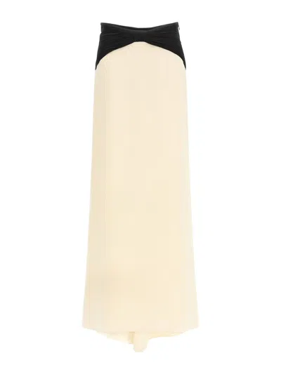 Valentino Silk Mini Skirt With Asymmetrical Hem And Knot Detail In Sand