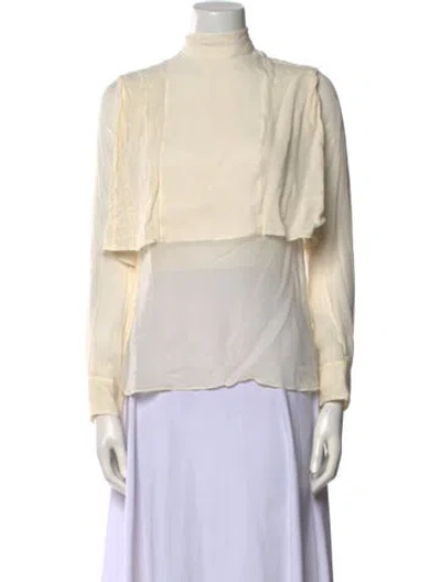Pre-owned Valentino Silk Mock Neck Blouse In Neutral