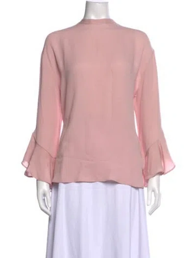 Pre-owned Valentino Silk Mock Neck Blouse In Pink