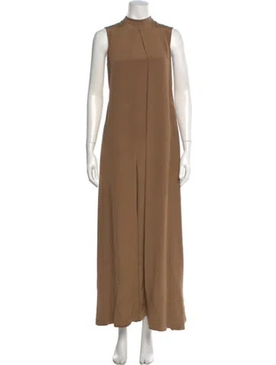 Pre-owned Valentino Silk Mock Neck Jumpsuit In Neutral