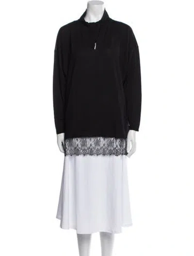 Pre-owned Valentino Silk Mock Neck Sweatshirt In Black