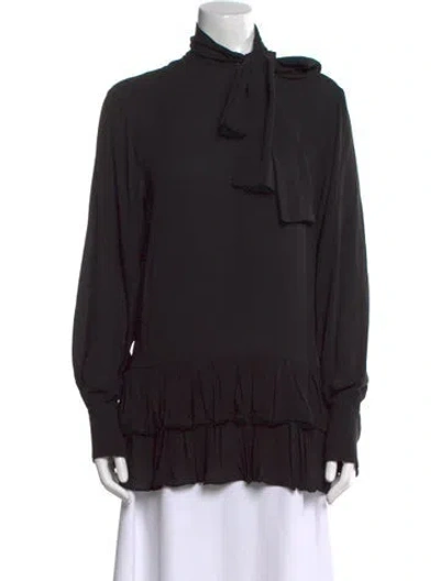 Pre-owned Valentino Silk Mock Neck Sweatshirt In Black