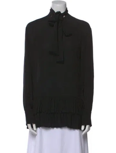 Pre-owned Valentino Silk Mock Neck Sweatshirt W/ Tags In Black