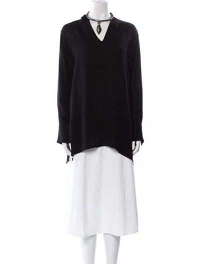 Pre-owned Valentino Silk Mock Neck Tunic In Black