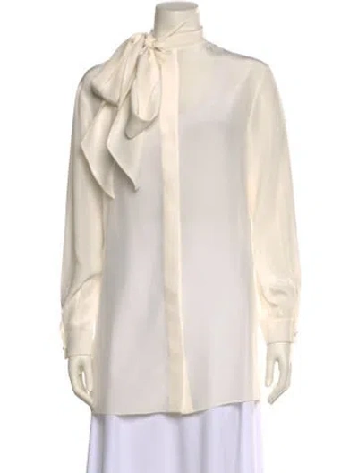Pre-owned Valentino Silk Mock Neck Tunic In Neutral