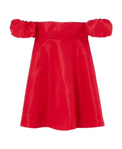 Valentino Silk Off-shoulder Minidress In Red