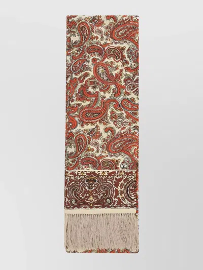 Valentino Silk Paisley Fringed Scarf