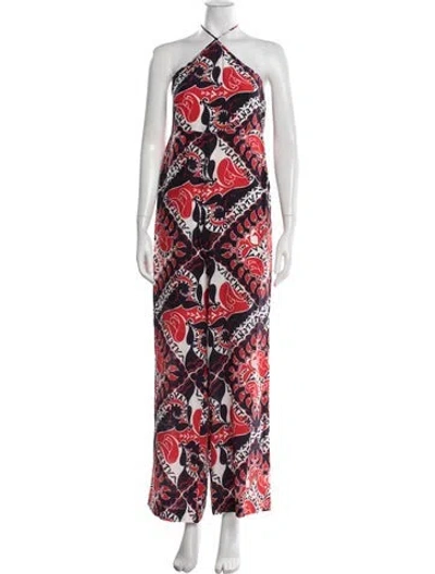 Pre-owned Valentino Silk Paisley Print Jumpsuit In Red