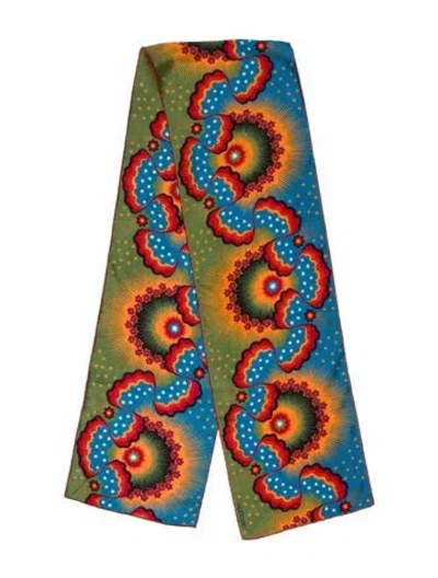 Pre-owned Valentino Silk Paisley Print Scarf In Blue