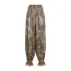 Valentino Beige Metallic Voyage Pleated Wide-leg Pants