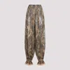 Valentino Beige Metallic Voyage Pleated Wide-leg Pants In Beige Multicolor Marrone