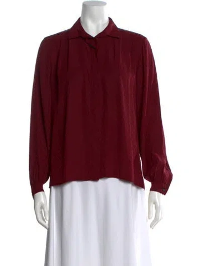 Pre-owned Valentino Silk Patterned Blouse In Burgundy